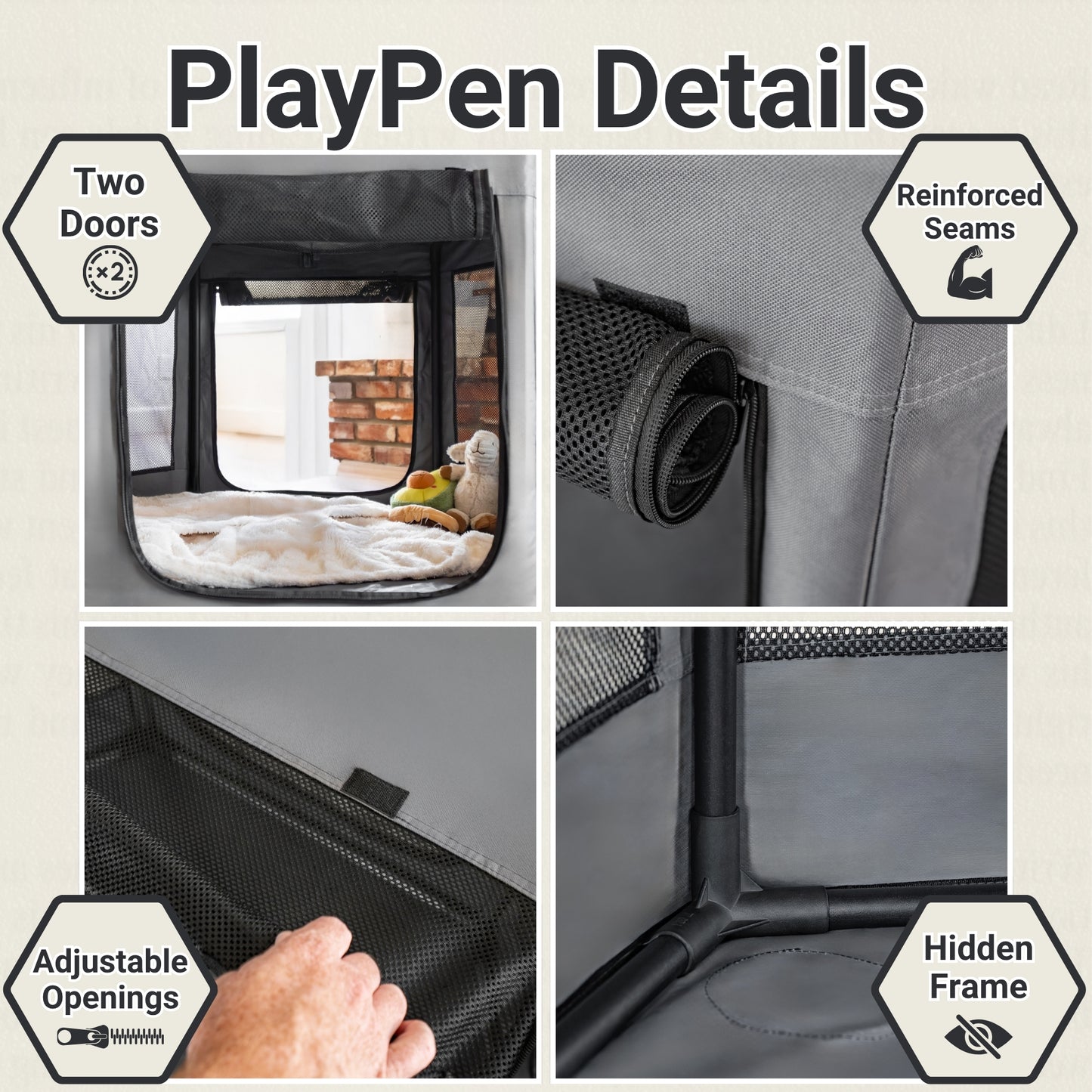 Pet Playpen Hexagon - Gray