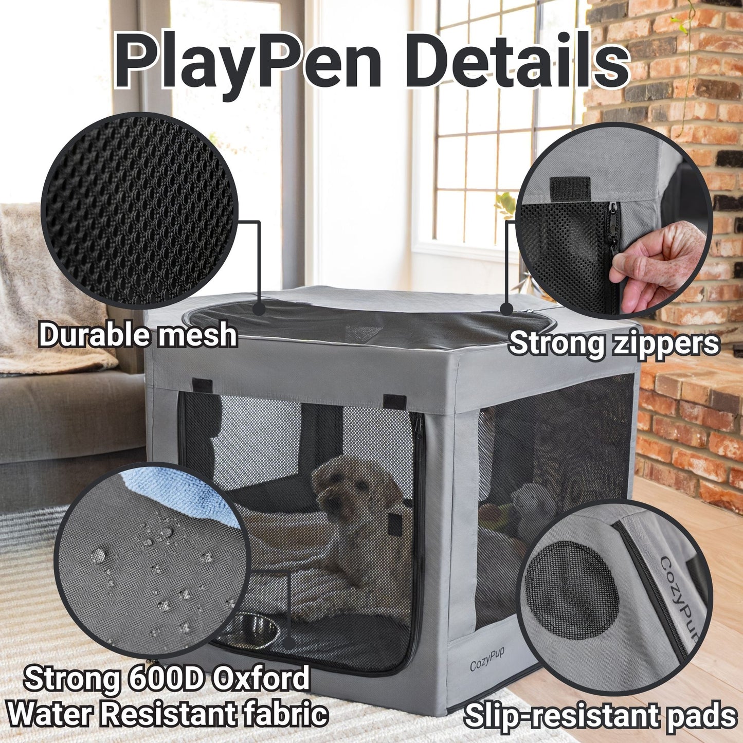 Pet Playpen Hexagon - Gray