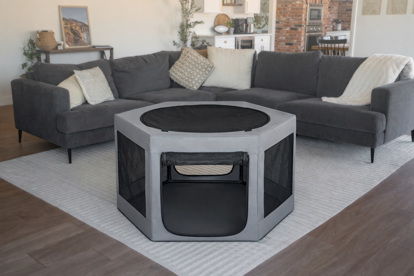 Pet Playpen Hexagon - Gray