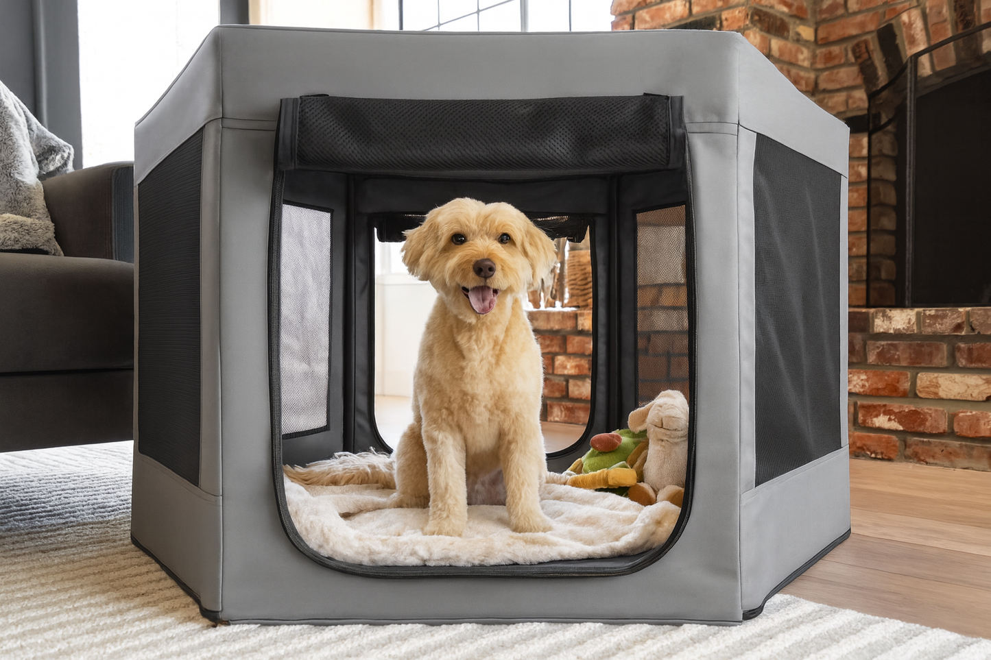 Pet Playpen Hexagon - Gray