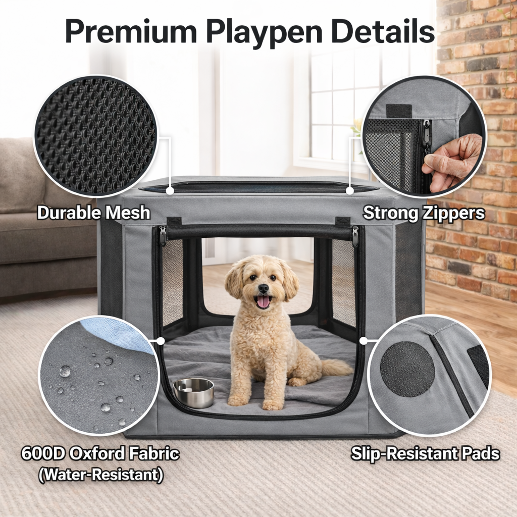 Pet Playpen Hexagon - Gray