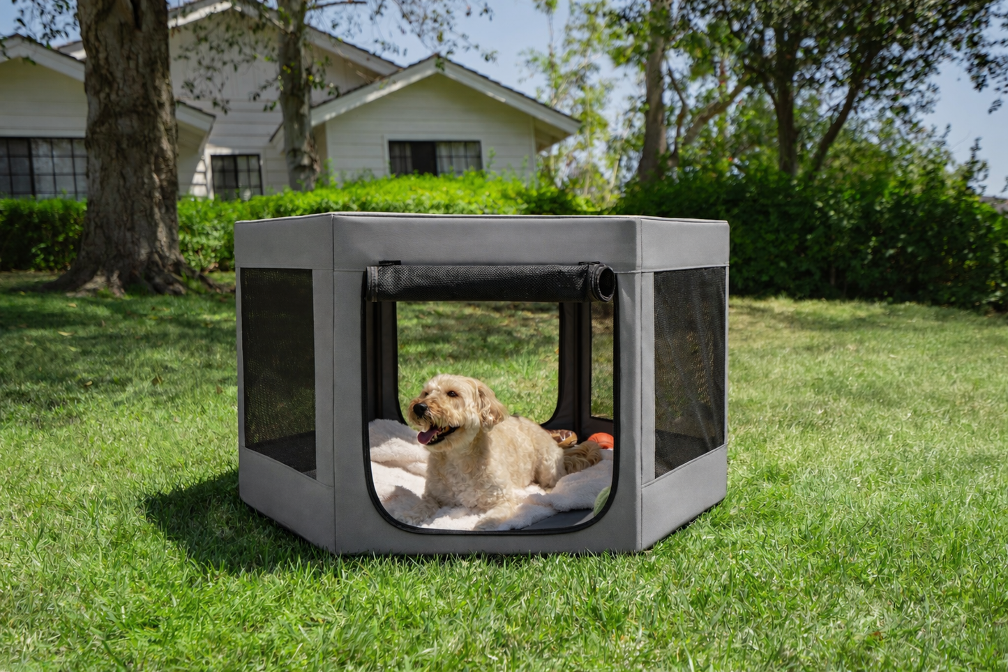 Pet Playpen Hexagon - Gray